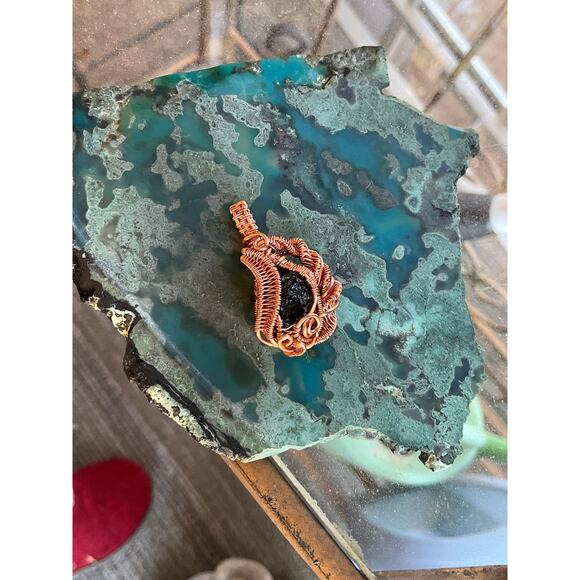 Genuine Moldavite Copper Pendant - Picture 4 of 10